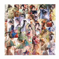 50PCS Oriental Stickers Chinese Style Ancient Costume Painting Decoration DIY Handbooks Desktop Notebook Refrigerator Stick