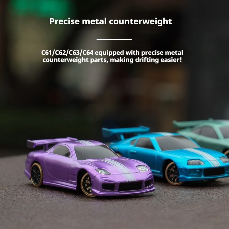 Turbo Racing 1:76 Miniatura em escala completa com controle remoto modelo de simulação de carro à deriva brinquedo carro RC para crianças e aficionados