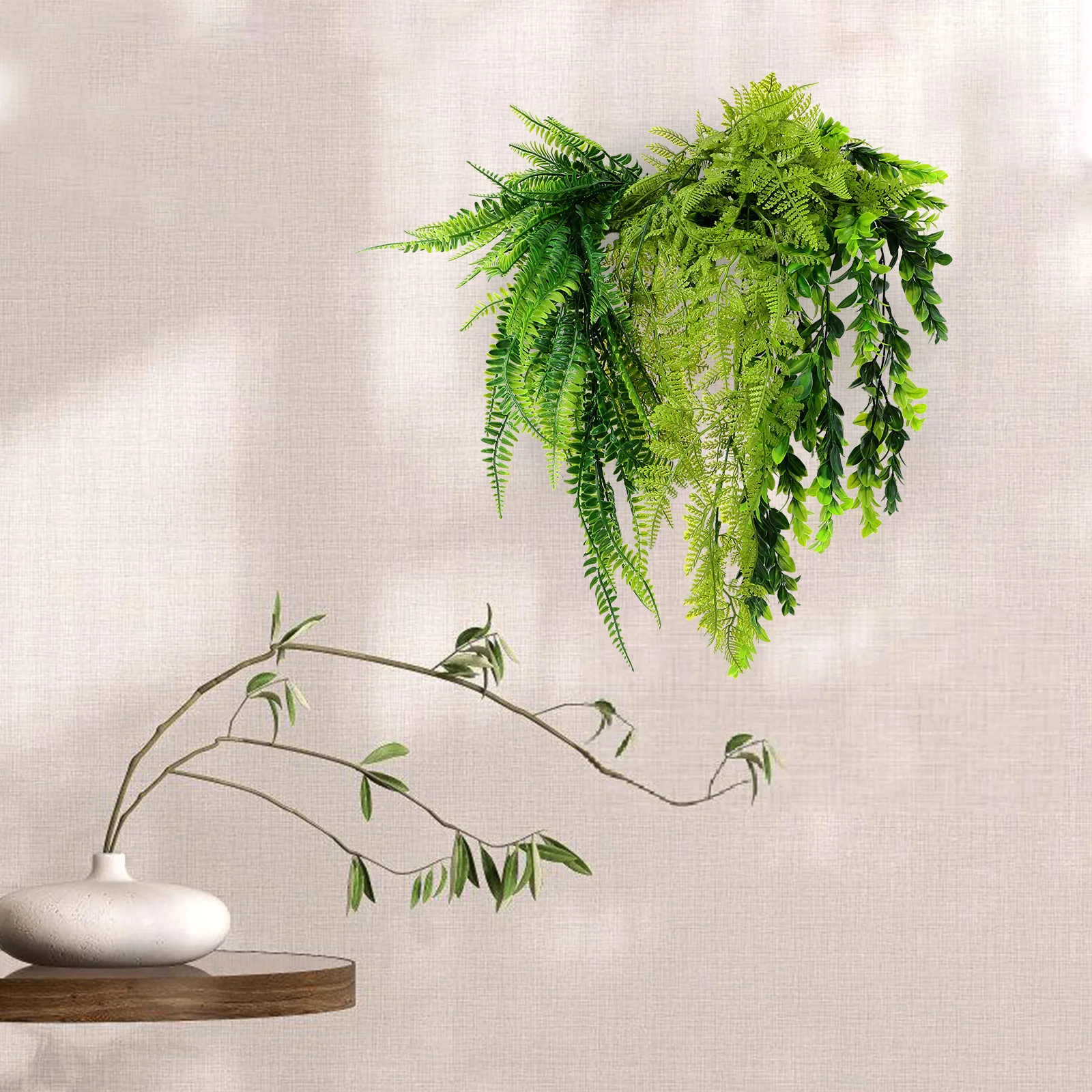 

1 Set Artificial Green Leaves Vine Fake Greenery Hanging Plant Wall Decor For Wedding Party Scene Layout Prop Faux Vine Garland