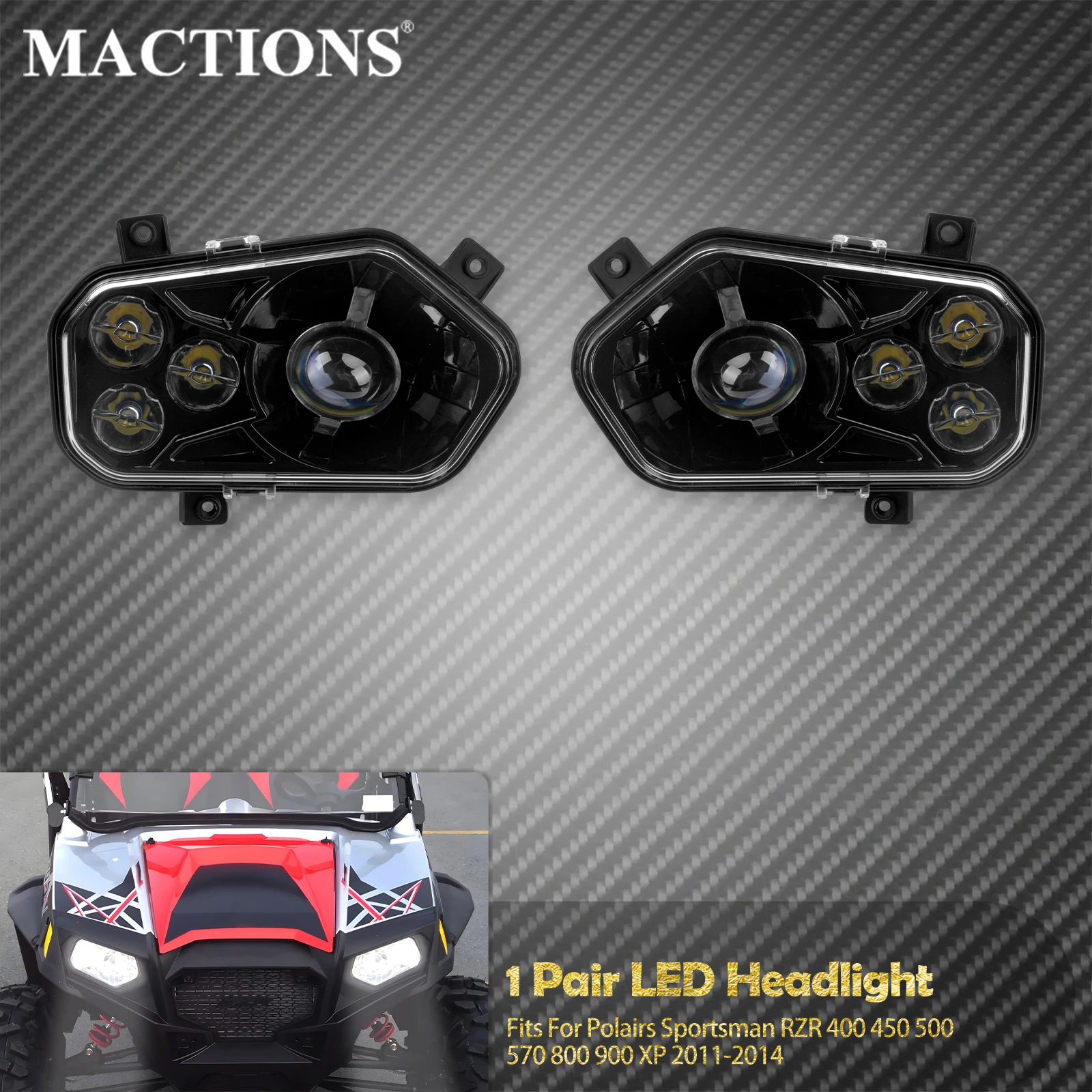 Motorcycle LED Headlight Front Headlamp For Polaris Sportsman XP 850 2009-2013 XP 550 2009-2010 2014 High Low Beam Light Lamp