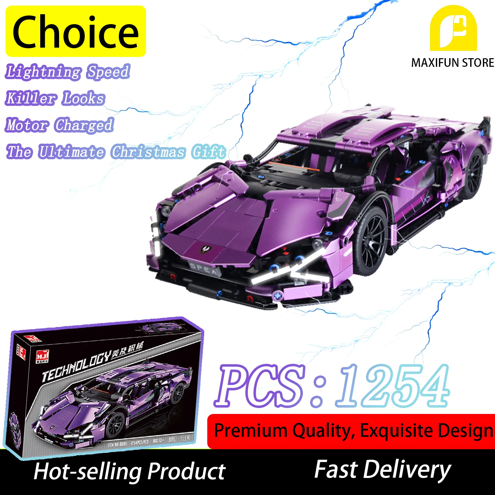 

MOC 1254 шт. строительные блоки, модель гоночного автомобиля, моторный пульт дистанционного управления, сборка автомобиля, строительный комплект, Рождество, день рождения