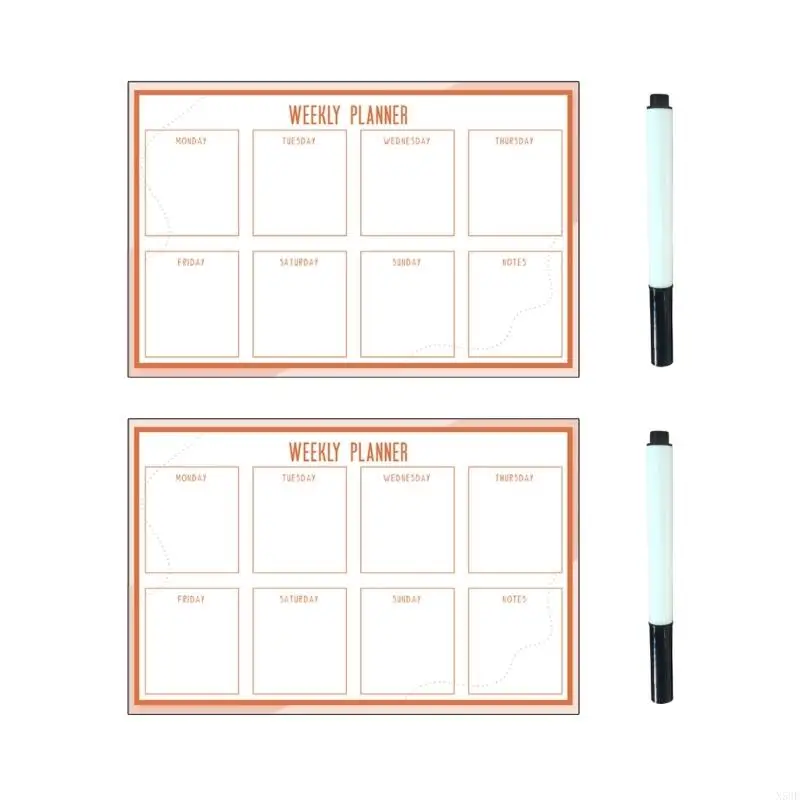 2025 New 2Pcs Erasable Fridge Weekly Planner PVC Whiteboard Chore Chart Board For Kitchen