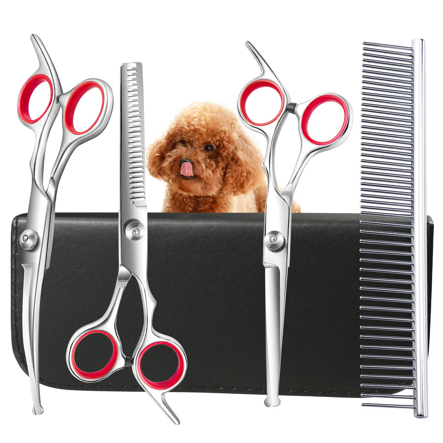 Dog Grooming Scissors Professional Stainless Steel Pet Hair Cutting Shears Safety Round Tip Pet Grooming Scissors Kit