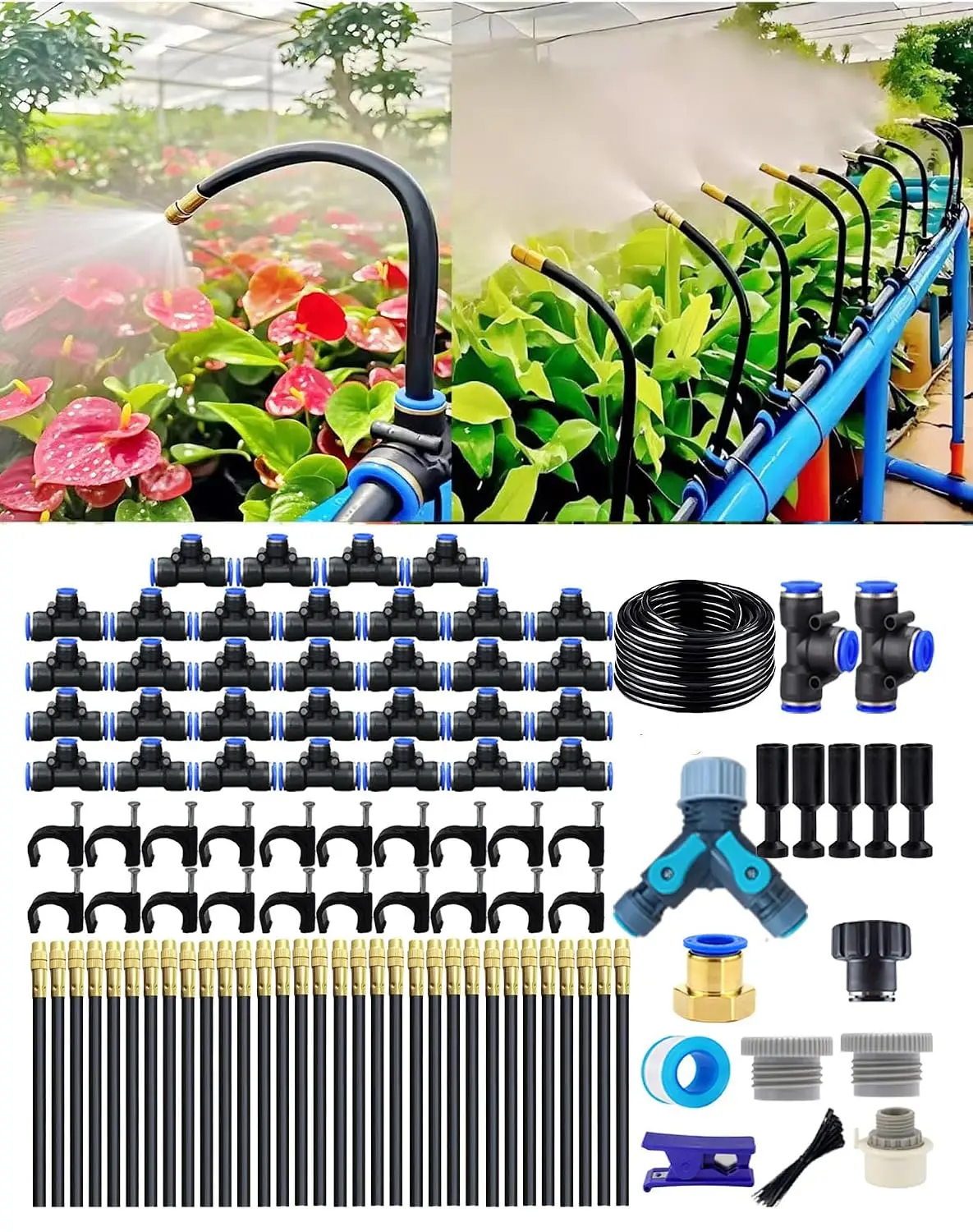 360° Adjustable Drip Irrigation System for Garden, Automatic Watering, 12mm Tubing, High-Flow, Easy Install, Mister Sprinkler for Plants, Lawn, Flower Bed, Greenhouse