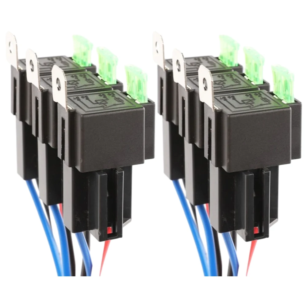 

6pcs 30A Fuse Relay Switch Harness Set 12V DC 5-Pin SPST Automotive Relays 500VAC Relays For Fast Connection Electrical Equipmen