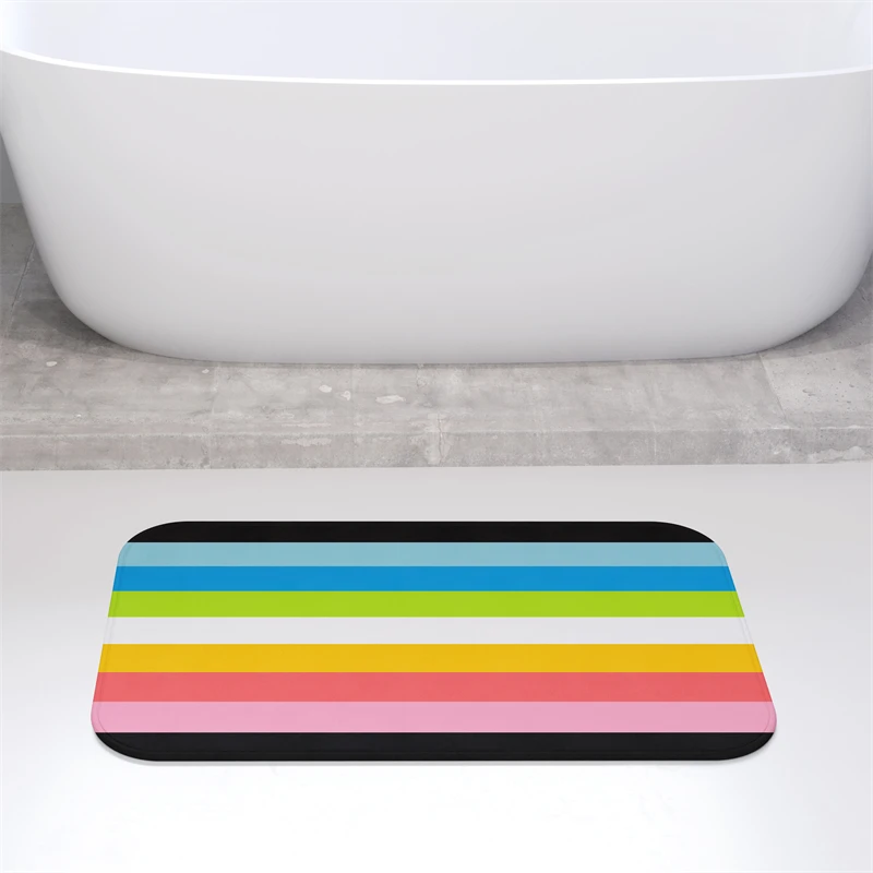Aertemisi Queer Flag Pride Rainbow LGBT Bath Mat with Non Slip Base Absorbent Super Cozy Flannel Floor Rug Carpet