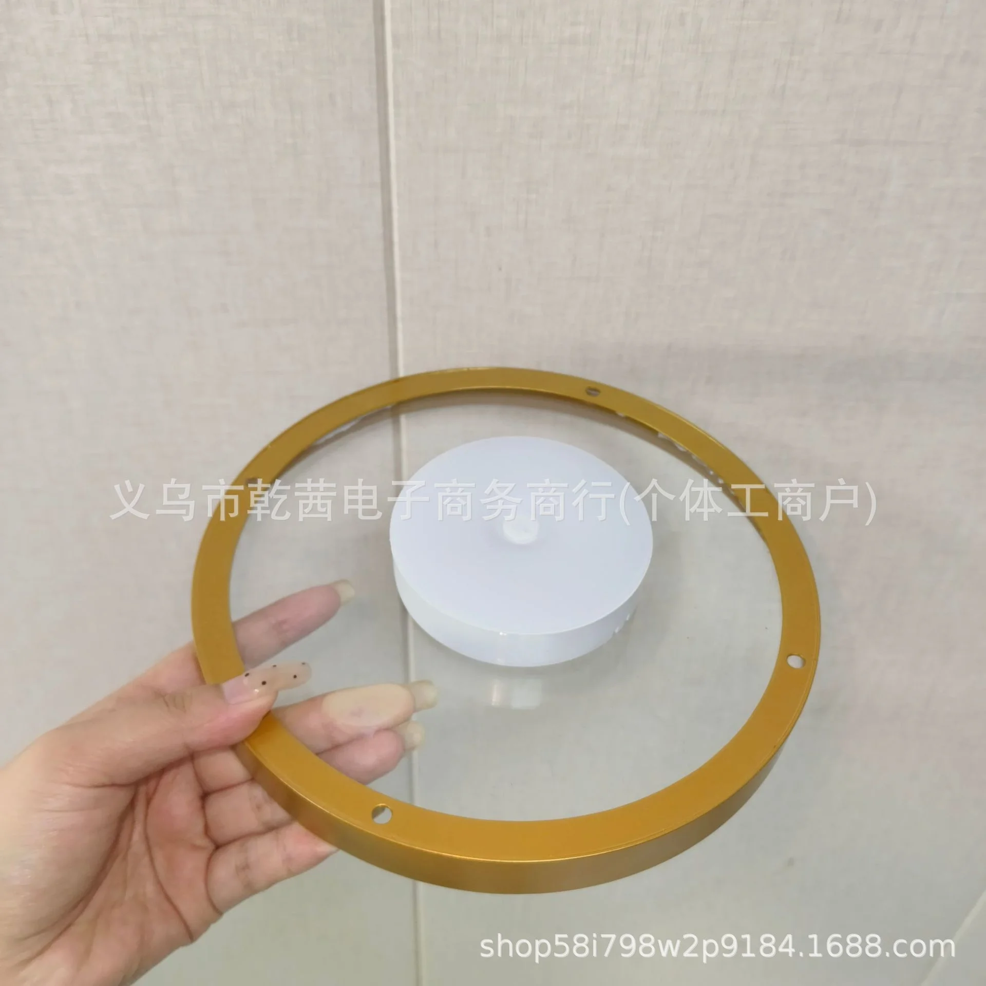 Golden Round Metal Floating Wall Shelf With Built In LED Ambient Light Wall Mounted Storage For Plants Living Room Bedroom Decor