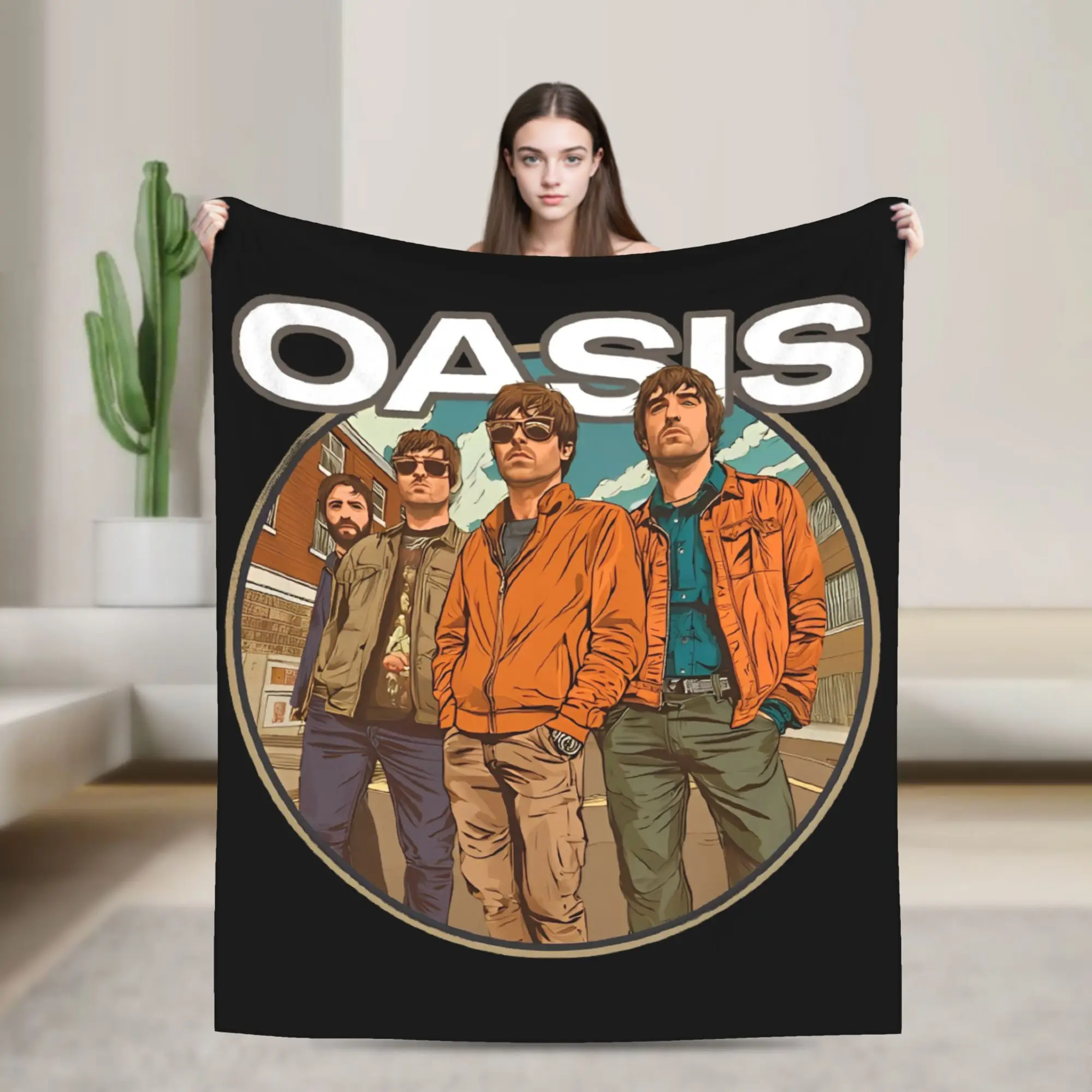 O-Oasis Rock Band Blanket  Fleece Novelty Warm Throw Blanket for Home All Season