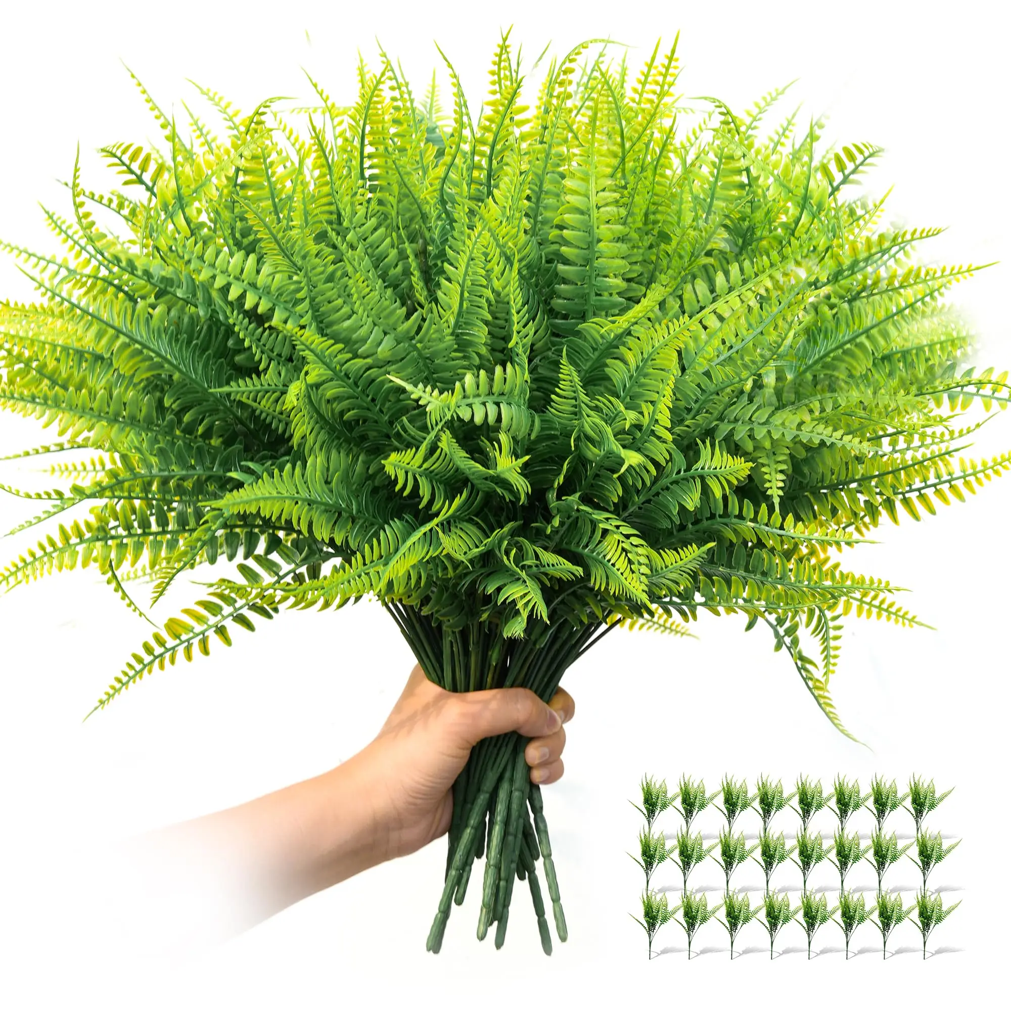 Artificial Boston Ferns Fake Plants for Outdoors Faux Plants Indoor Greenery Stems and Leaves Shrub Branches Fake Plant