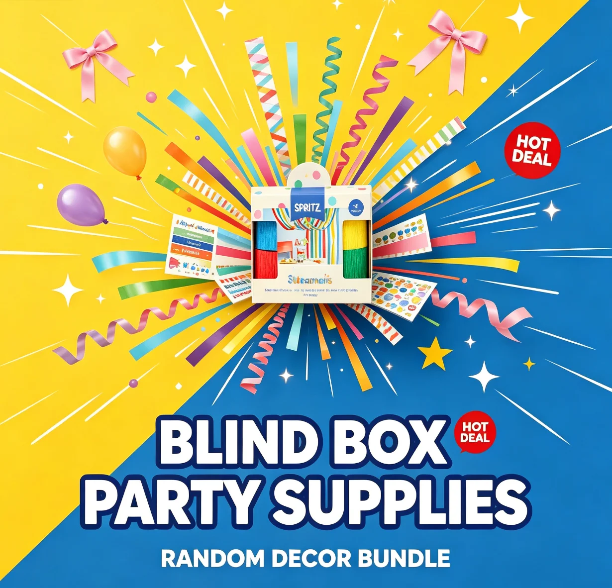 All Occasion Party Decor Mystery Blind Box, Random Theme Giant Circle Confetti Dot Stickers, Color Crepe Paper Streamers, Kids Educational Learning Posters, Satin Pre-Tied Bows, Birthday Graduation Classroom Lucky Surprise Gift Box, Random Style view 2