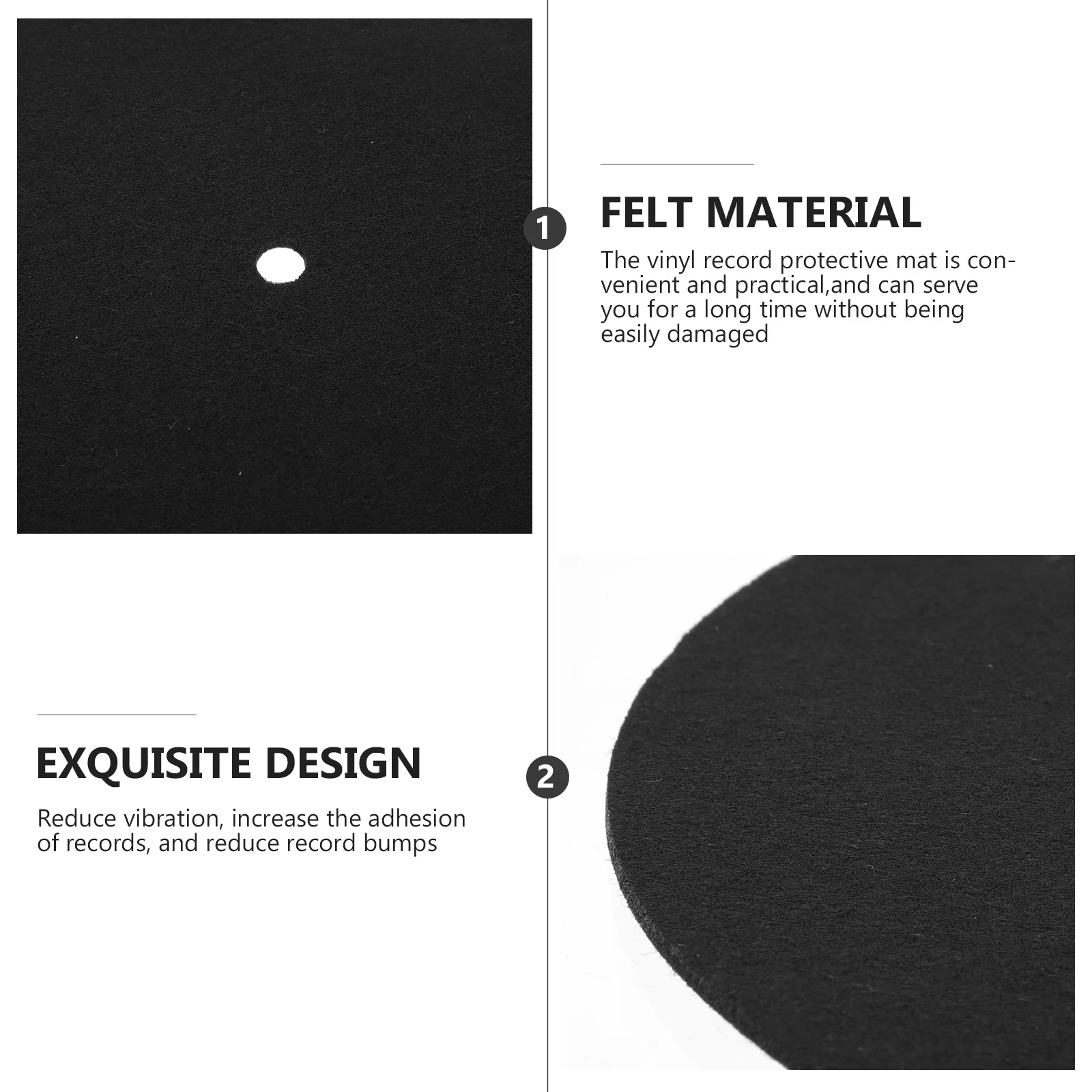 

2pcs Felt Turntable Disc Protective Pad For Record Player Vinyl Mat Non-Slip Platter Mat Home Use Record Accessories