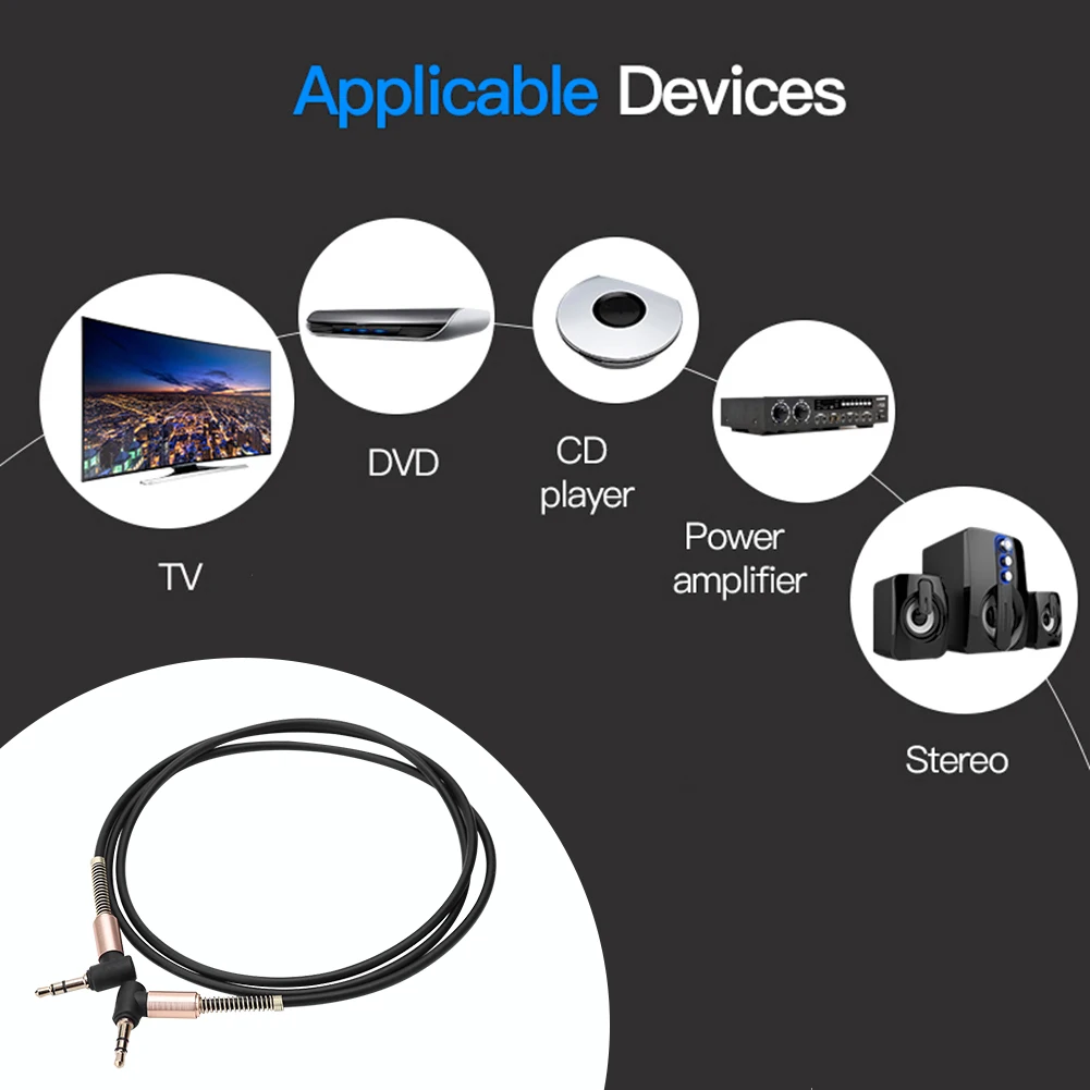 90 Degree 3.5mm Male to 3.5mm Male Plug Audio Connector Practical Multi-functional Classic 3.5 Jack Car Aux Cable