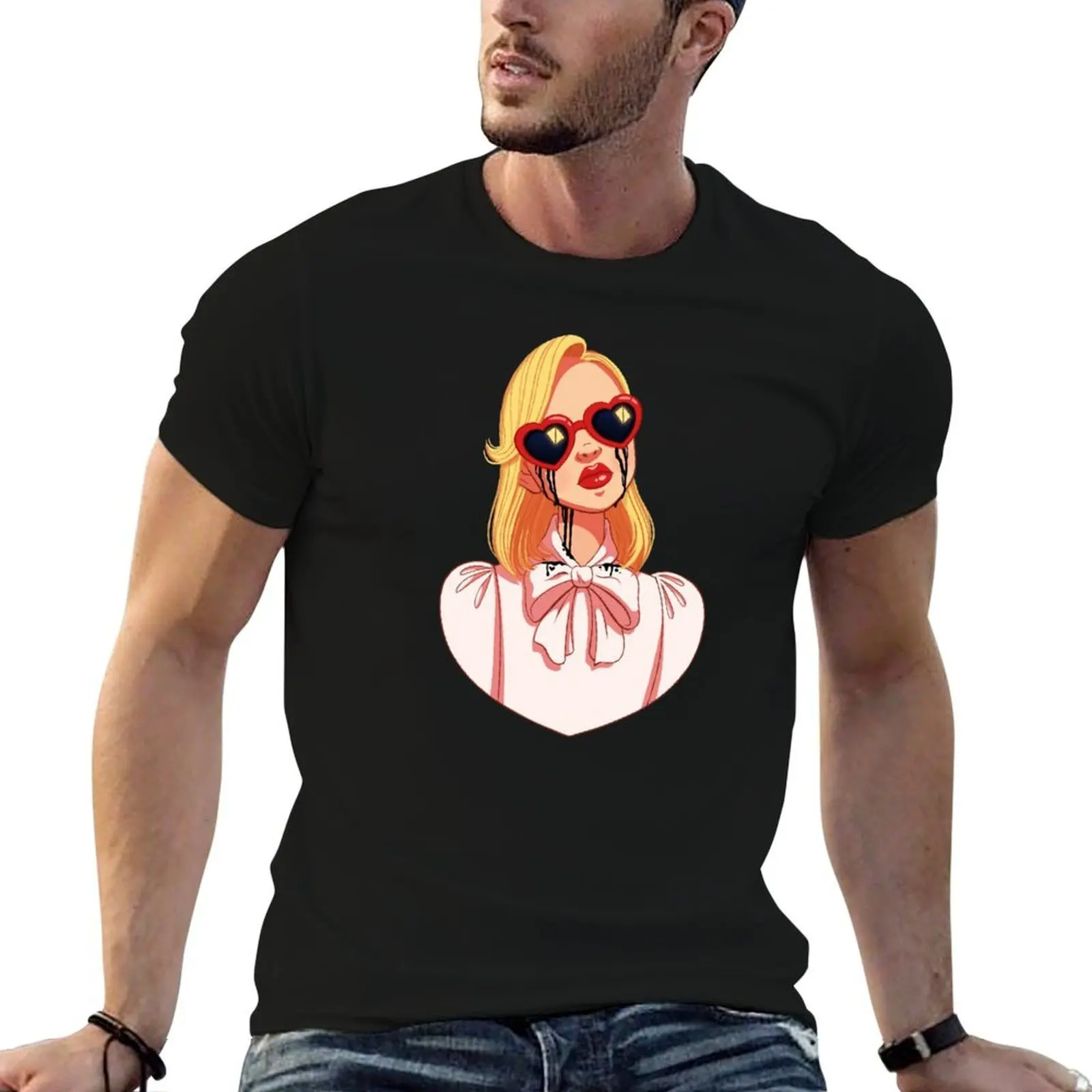 

Heart Shaped Glasses T-Shirt cotton t shirts high quality t shirts for man cotton T-Shirt