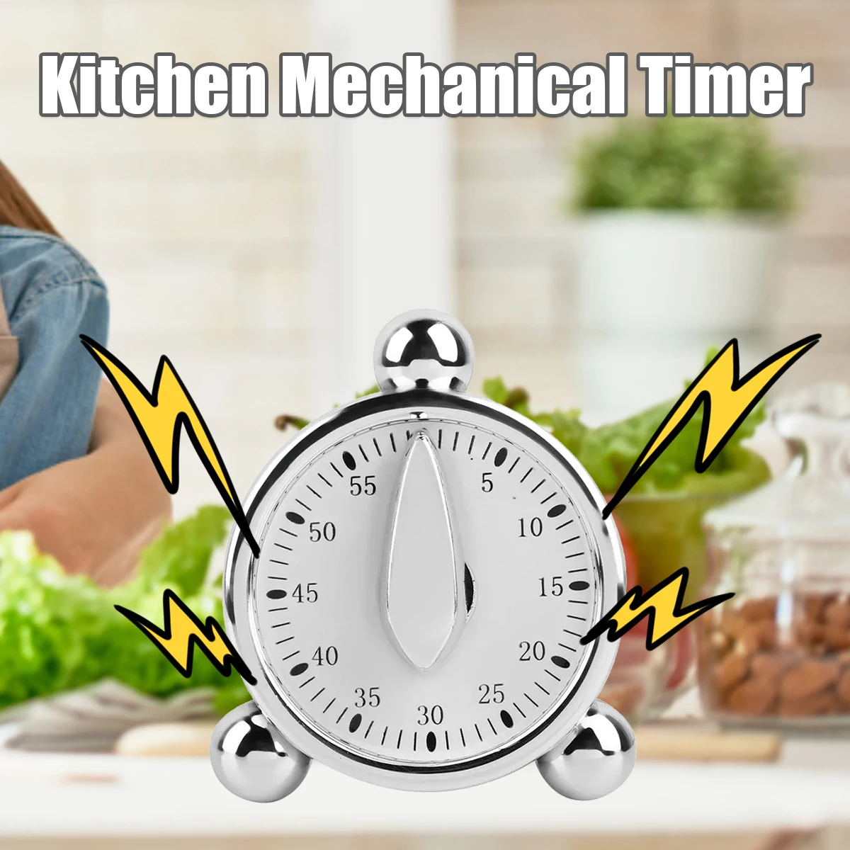 60Minute Kitchen Timer Mechanical Cooking Timer Manual Countdown Timer with Alarm Sound for Kids and Adults Baking Cooking