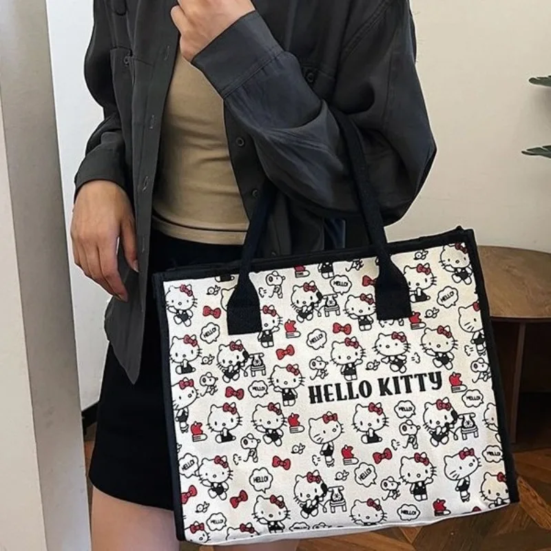 

Hello Kitty Shoulder Bag Women Makeup Multi Functional Large Capacity Commuter Handbag Cute Cartoon Anime Student Gift Wholesale