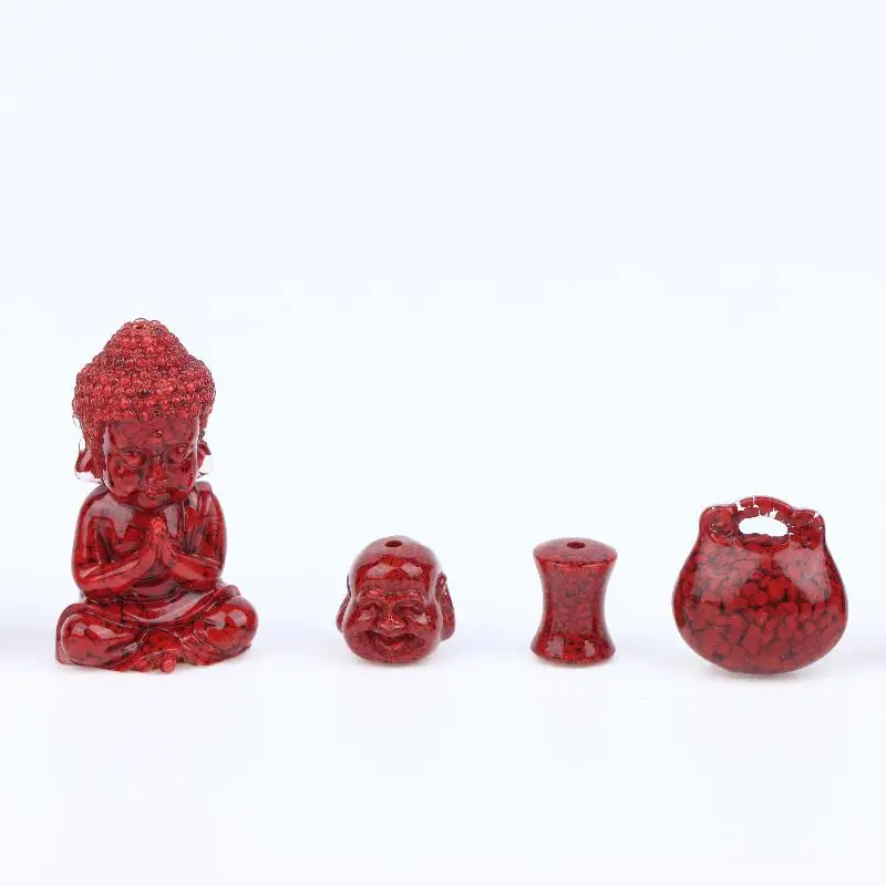 1pcs Compressed Natural Cinnabar Crystal Sand Maitreya / Small Lock Accessories Handheld Pendant DIY Handmade Beaded Accessories