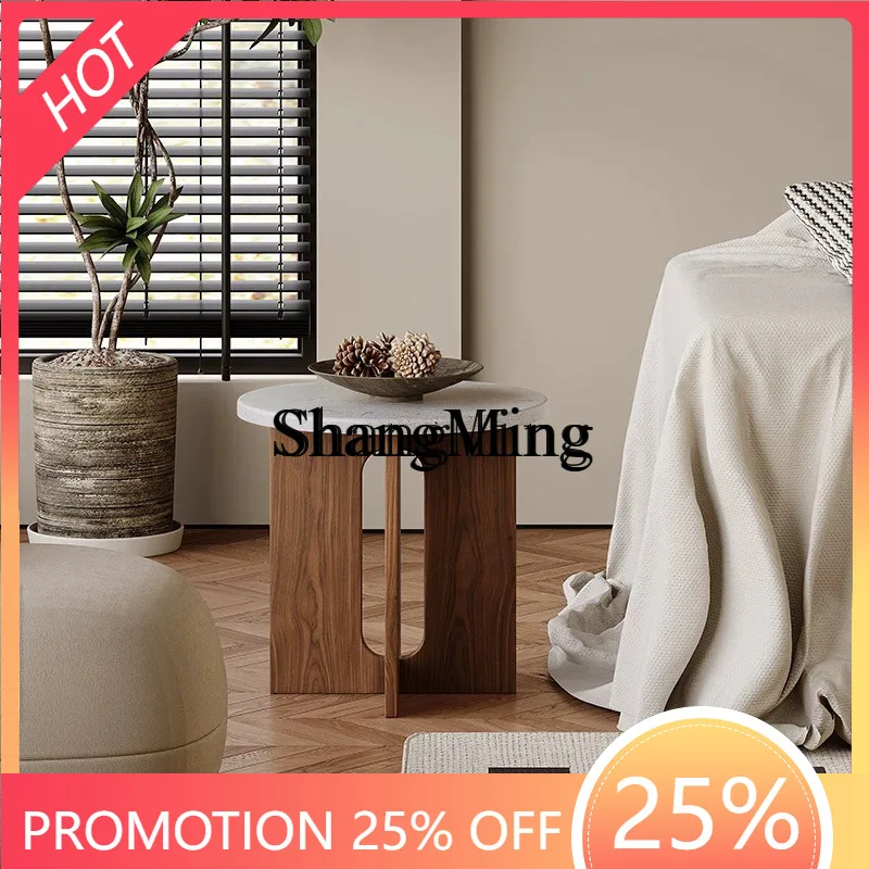 

FG good-lookingretro log home living room sofa cave stone edge few bedroom bedside mobile round table balcony small coffee table