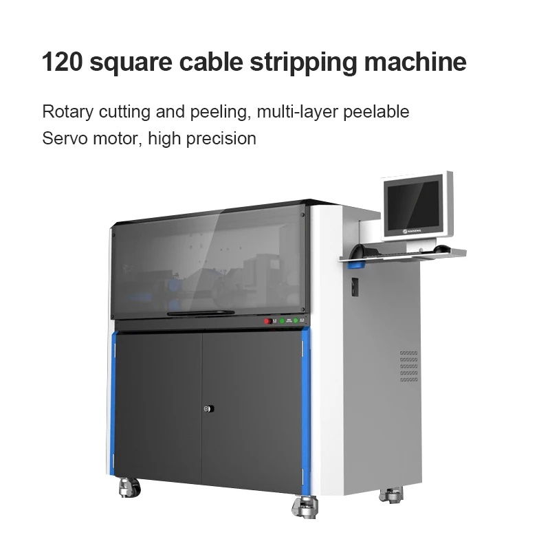 Automatic New Energy Vehicles Cable Cutting and Stripping Machine for 120mm Square Wire High-speed Rotating Cutting and Peeling