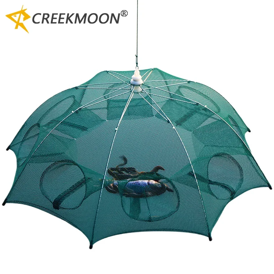 24/20/16/12/10/8/6/4 Holes Portable Fishing Net Shrimp Cage Nylon Foldable Fish Trap Folding Outdoor Automatic Collapsible