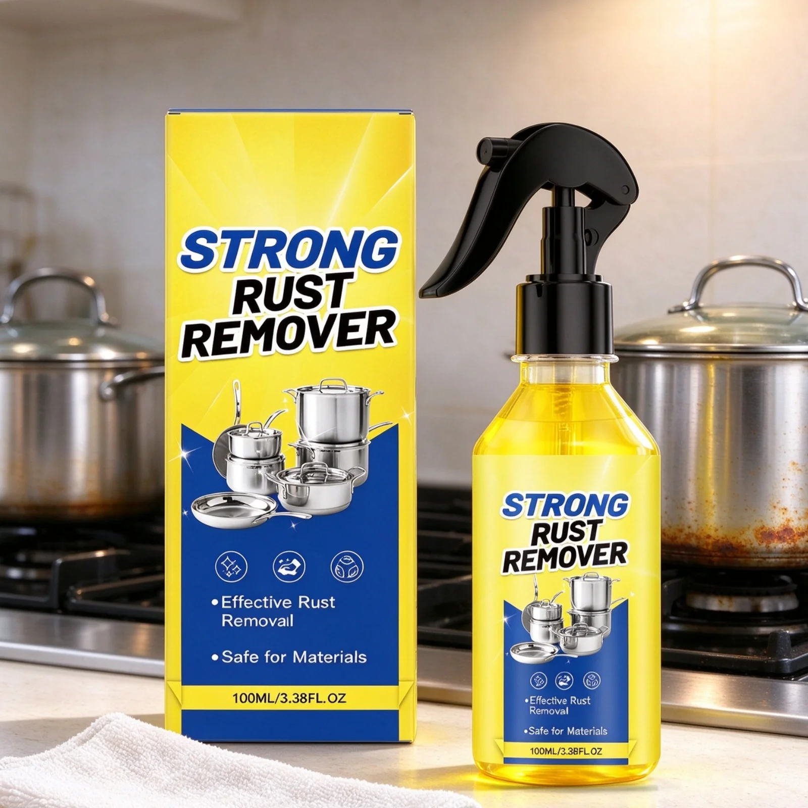 Metal Rust Remover Spray Dissolves Rust Stains Removes Oxide Layer Anti‑corrosion Restore Cookware Luster Household Rust Cleaner