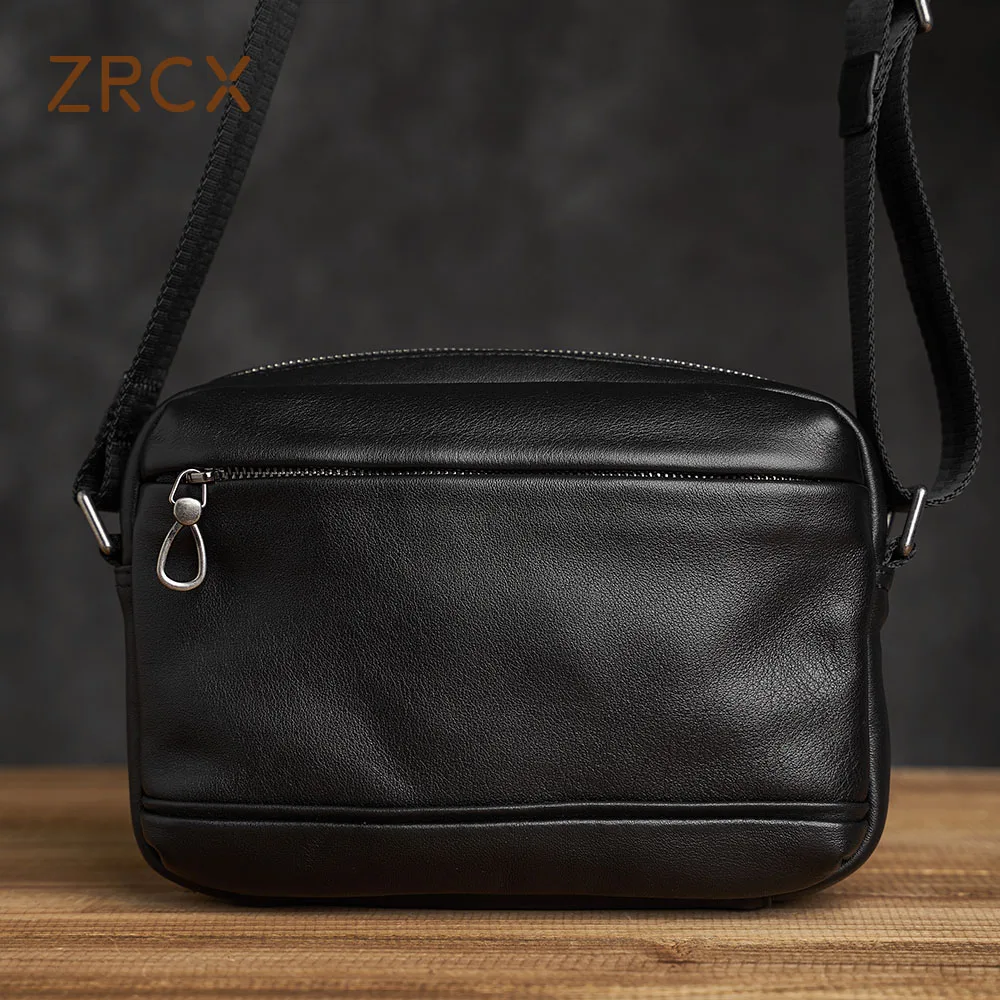 ZRCX Men\'s 100% Cowhide Crossbody Bag Men Shoulder Bags  Large Capacity  Genuine Leather Bag For Male Messenger Tote Bags