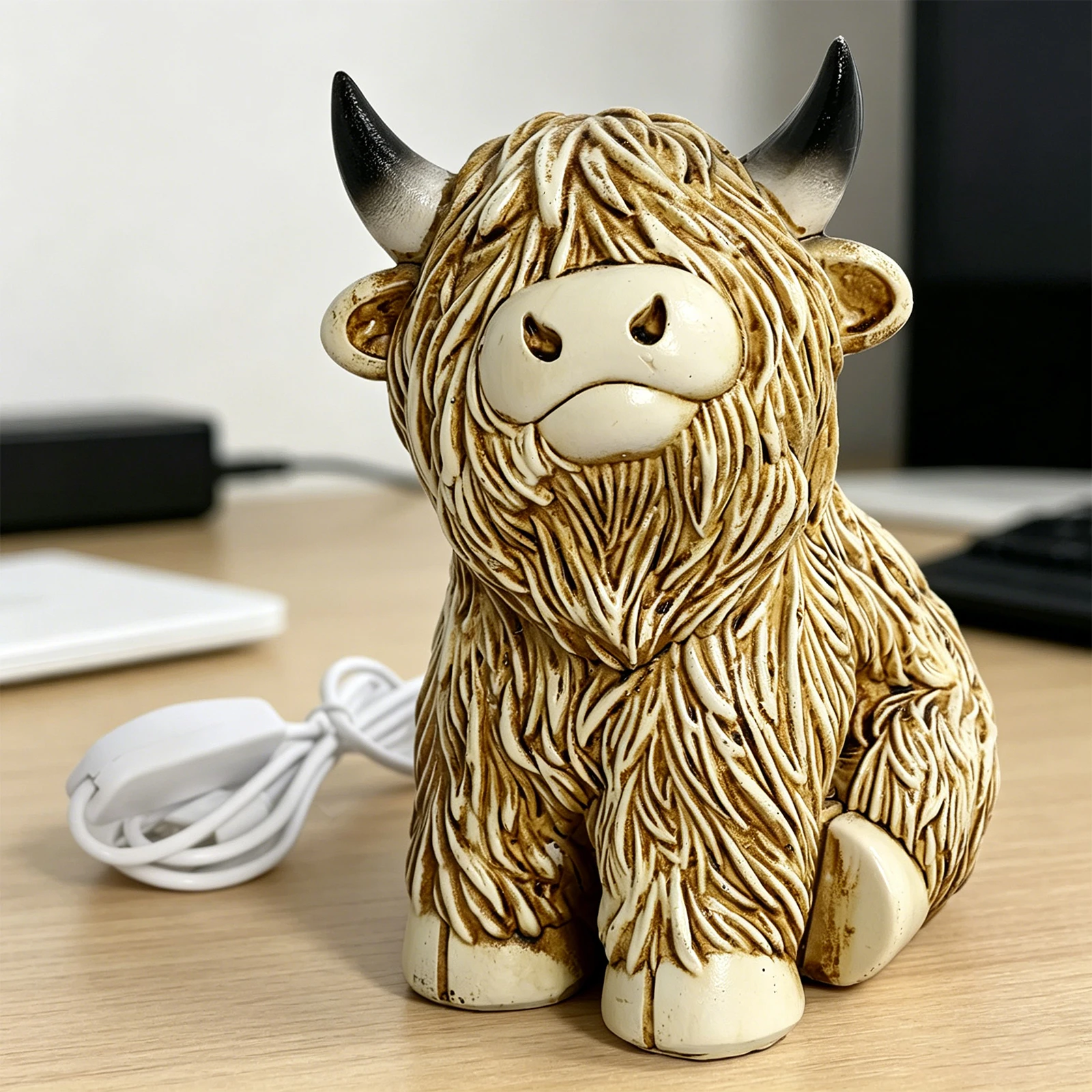 

Resin Highland Cow Bathroom Decor Lightweight Cool Highland Cow Decorations for Minimalist Home Shelves Desks & Tables