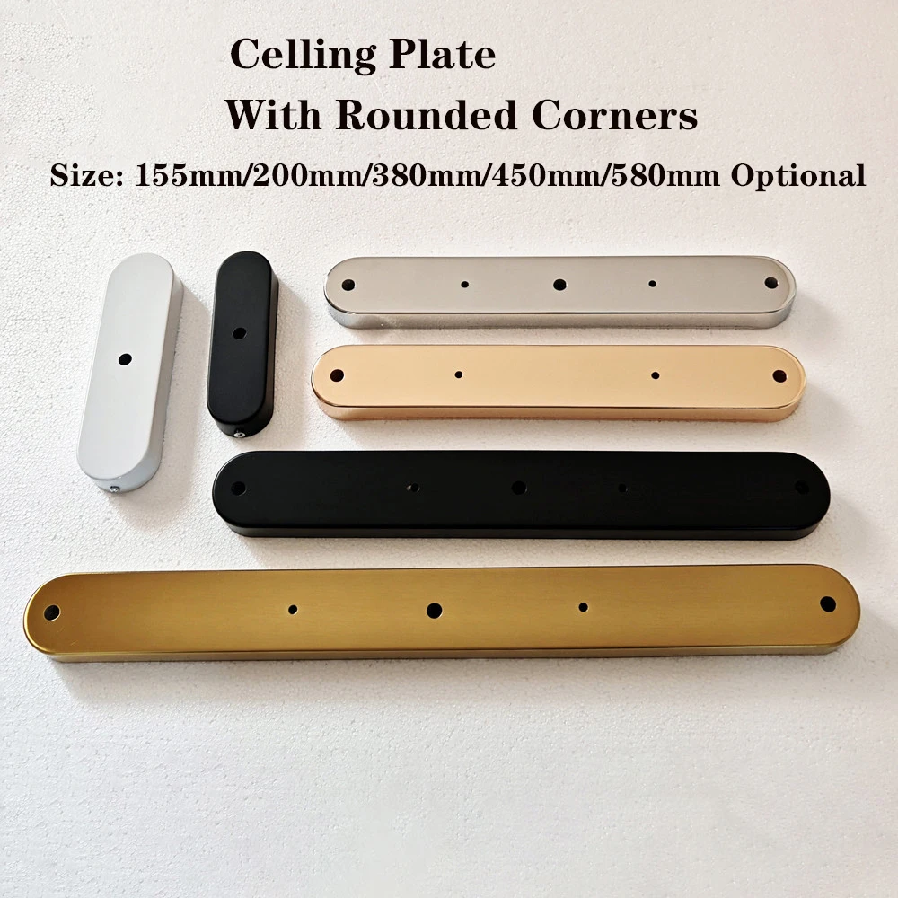Long Ceiling Plate With Rounded Corners Multi Size DIY Black/White/Brass Gold 1/2/3Holes Light Fittings Accessories Lamp Base