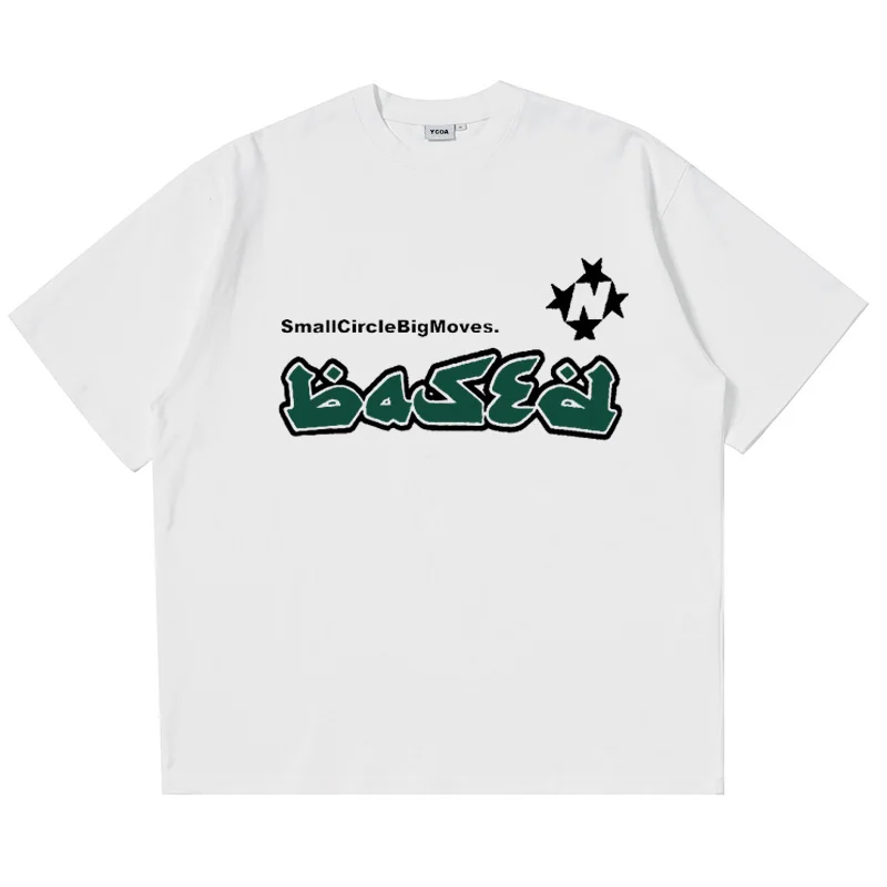 Men\'s T-Shirt Oversized Cotton Letter Short Sleeve Tee Summer Harajuku Y2k Tops Streetwear Graphic Vintage Aesthetic Clothing