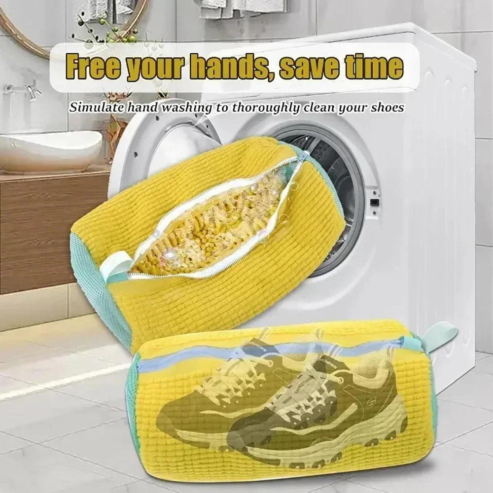Laundry Bags Shoe Washing Machine Bag Drying Bag with Rich Fluff Inside Remove Dirt Washing Bag Anti-Deformation Shoes Organizer