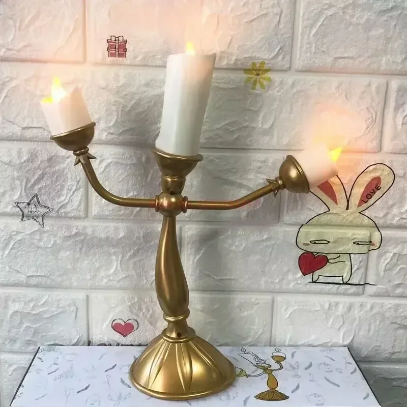 New Disney Beauty And The Beast Action Figures Cogsworth Mr Clock Lumiere Candle Lamp Statue Figure Home Decoration Model Toy view 6