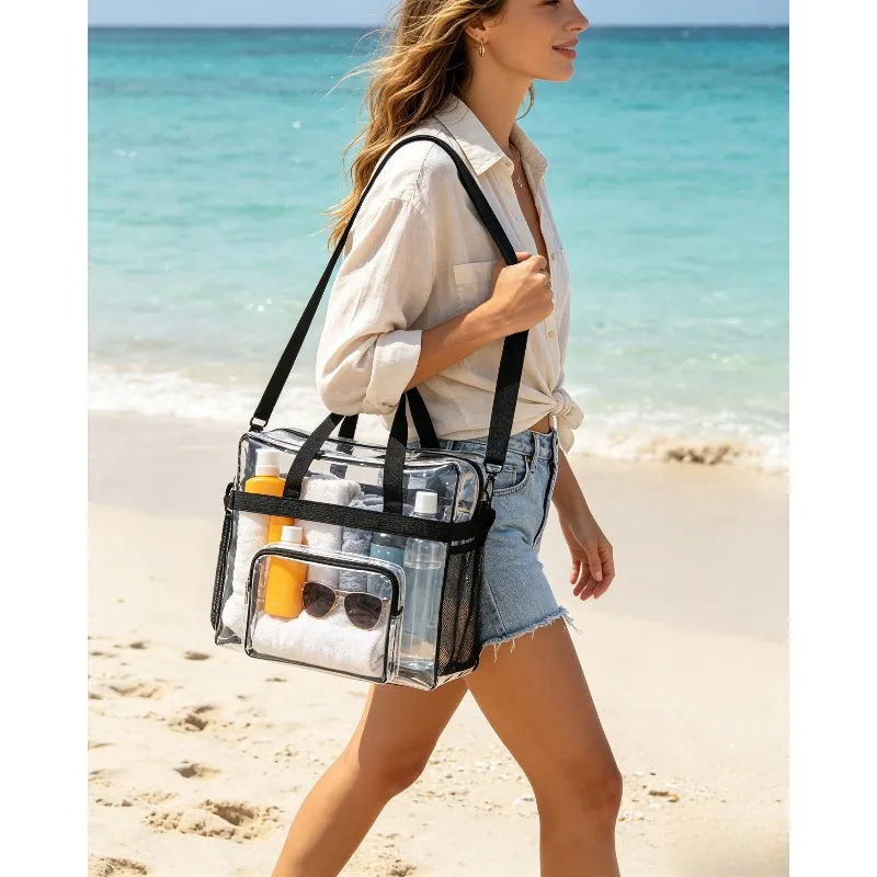 PVC Transparent Travel Makeup Bag Large Capacity Portable Handbag Clear Luggage Storage Pouch for Toiletries Organizing