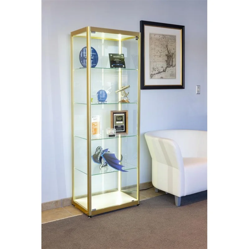 custom，Cheap Price Commercial Glass Display Tower Showcase for Collectibles Lockable Aluminum Frame Display Cabinet