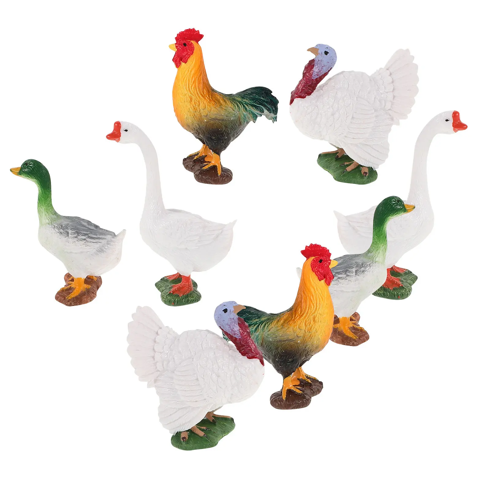 

8Pcs Mini Farm Animal Figures Realistic Plastic Chicken Duck Goose Set for Kids Learning Farm Scene Decor Mini Goose Figures