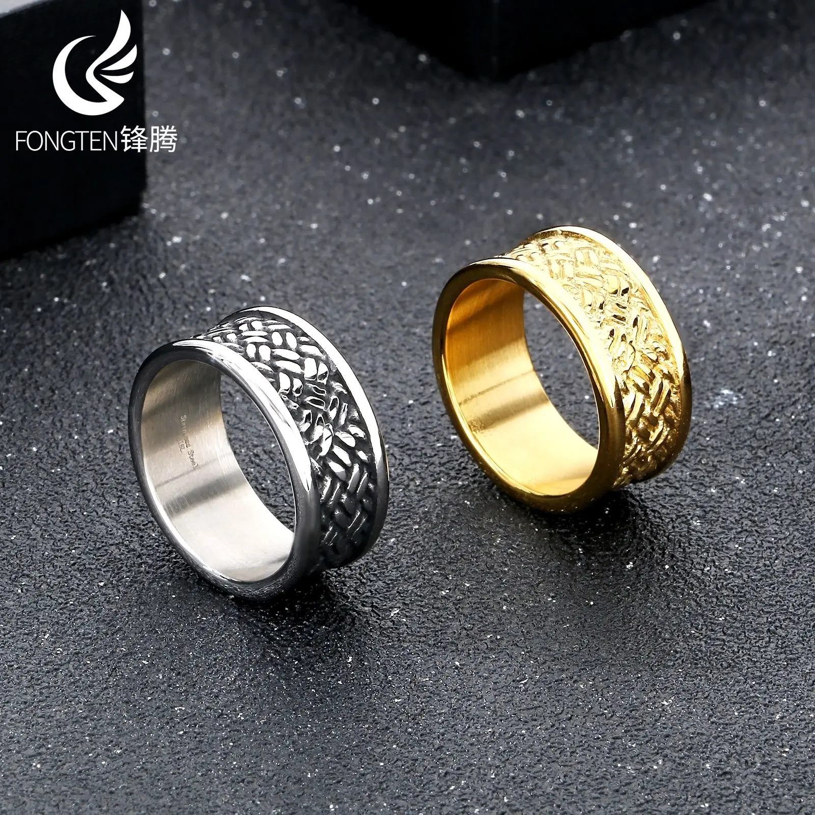Fongten Vintage Stainless Steel Charming Men's Ring Classic Viking Finger Accessories Punk New Fashion Jewelry Birthday Gifts