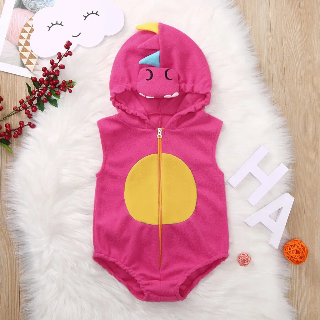 Baby Meisje Roze Dinosaurus Kostuum Baby Peuter Hoodie Bodysuit Korte Romper Fotografie Halloween Verkleedkleding 6M 12M 18M 24M