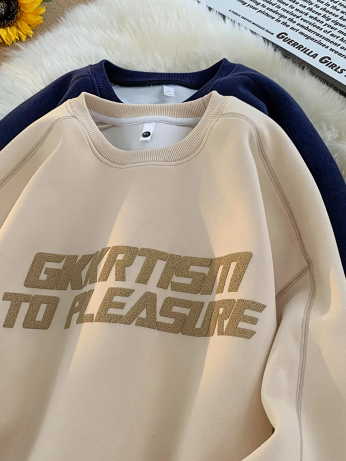 

American Sle Fce Sweatirt Men Spring Autumn Loose round Ne Casual Large Size Top High Sensation Haome Outerwear