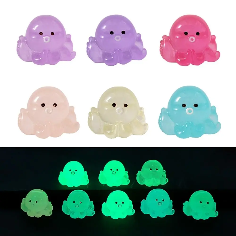 Micro Octopus Car Ornaments Glow In The Dark Resin Octopus Figures Desk Ornament Tank DIY Decoration Auto Interior Accessory