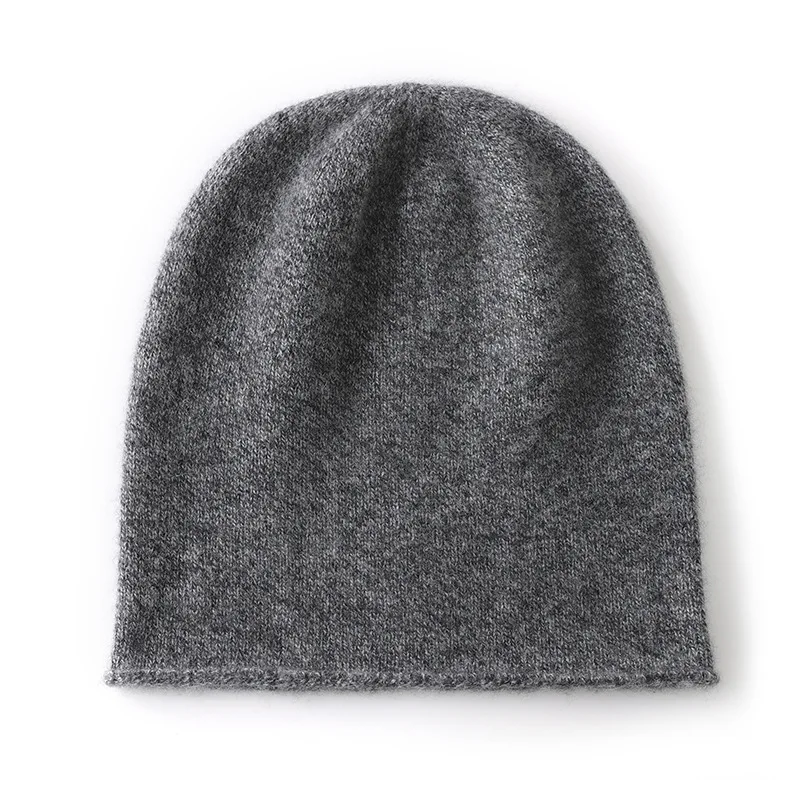 2026 Winter Unisex 100% Cashmere Hats Outdoor Casual Keep Warm Solid Color Knitted Beanie Hat Women Men Hedging Caps
