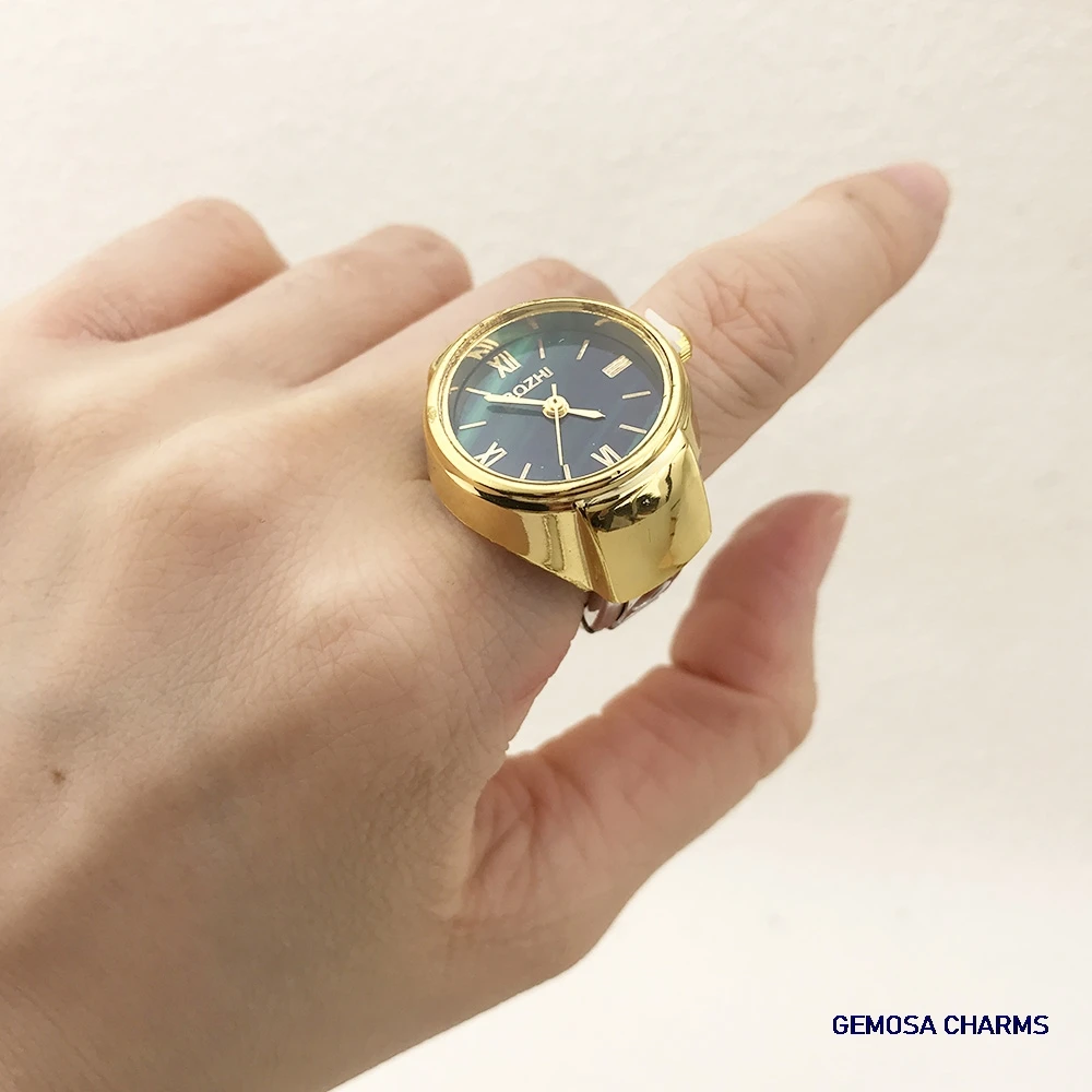 ساعة GEMOSA بإصبع دائري من الفولاذ المقاوم للصدأ، وصلة ساحرة إيطالية، ساعة كوارتز كلاسيكية، خاتم مجوهرات عصرية للرجال والنساء #4