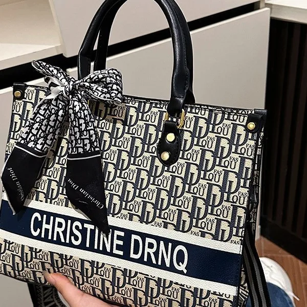 

2025 Embroidered Letter Tote Bag - Stylish Shoulder Bag for Women, Wide Strap Crossbody Purse