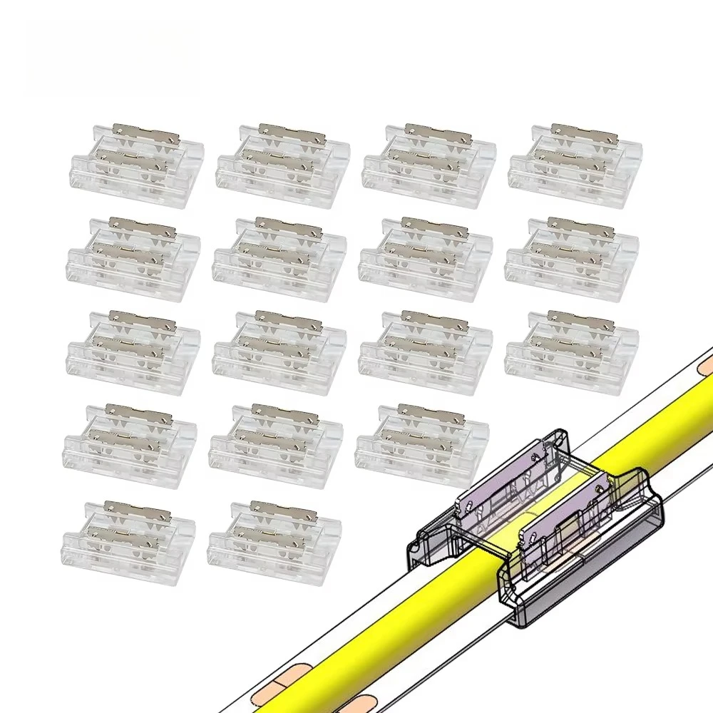 

2025 hot sale Fast Shipping 2pin 8mm COB LED Strip Connector Terminal LED Connectors for 2835 5050 SMD COB Tape Lights
