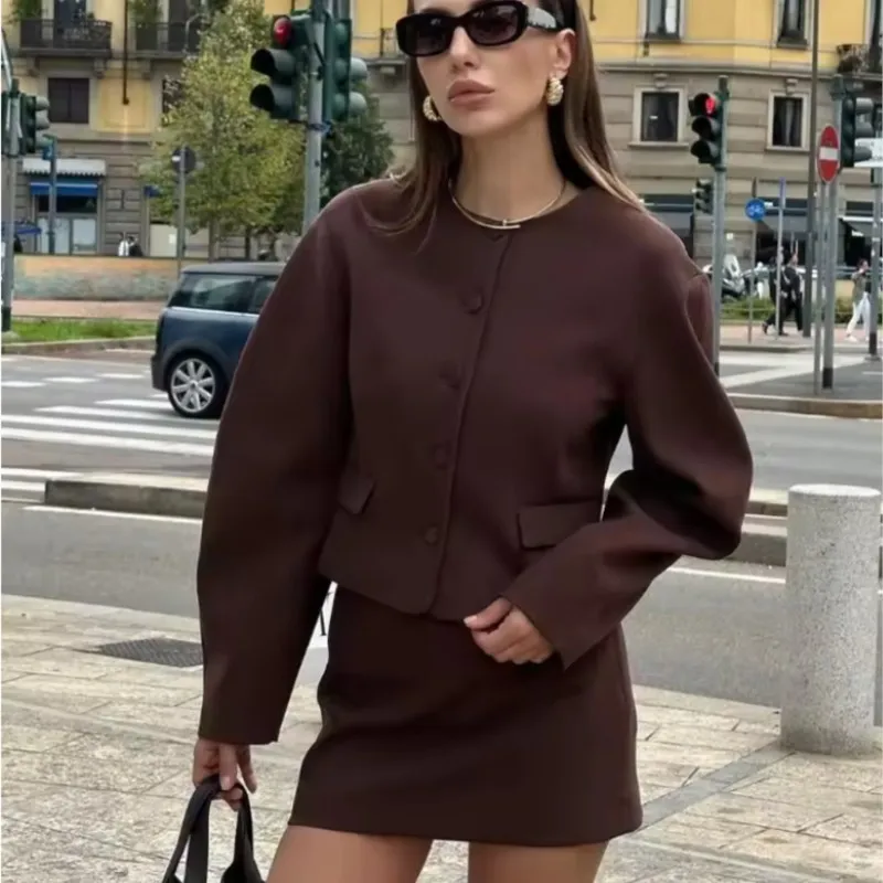 

Women's Autumn Winter New Blazer Short Skirt Suit Elegant Mini Skirt Fashion Short Blazer Women's Streetwear