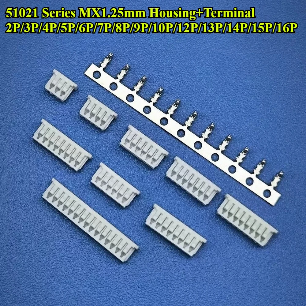 51021 Series MX1.25mm Housing 2P/3P/4P/5P/6P/7P/8P/9P/10P/12P/13P/14P/15P/16P 51021-0400 Plastic Shell 50079 Terminal Connector