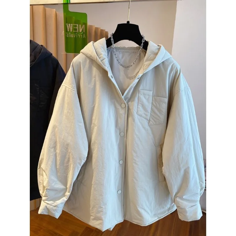 

SuperAen Korean Style Oversize Solid Color Hooded Quilted Coats for Women's Winter 2025 New Loose Casual Jackets