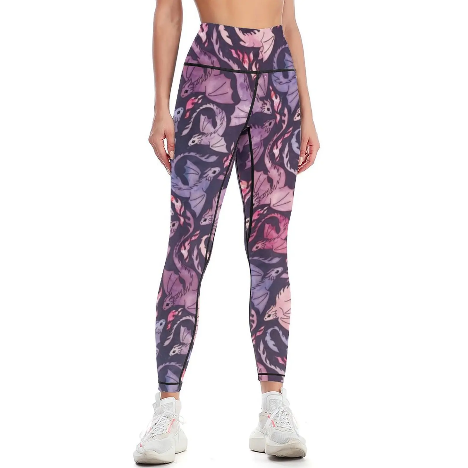 

Dragon fire dark pink & purple Leggings sports woman gym for physical for girls sports for push up Womens Leggings