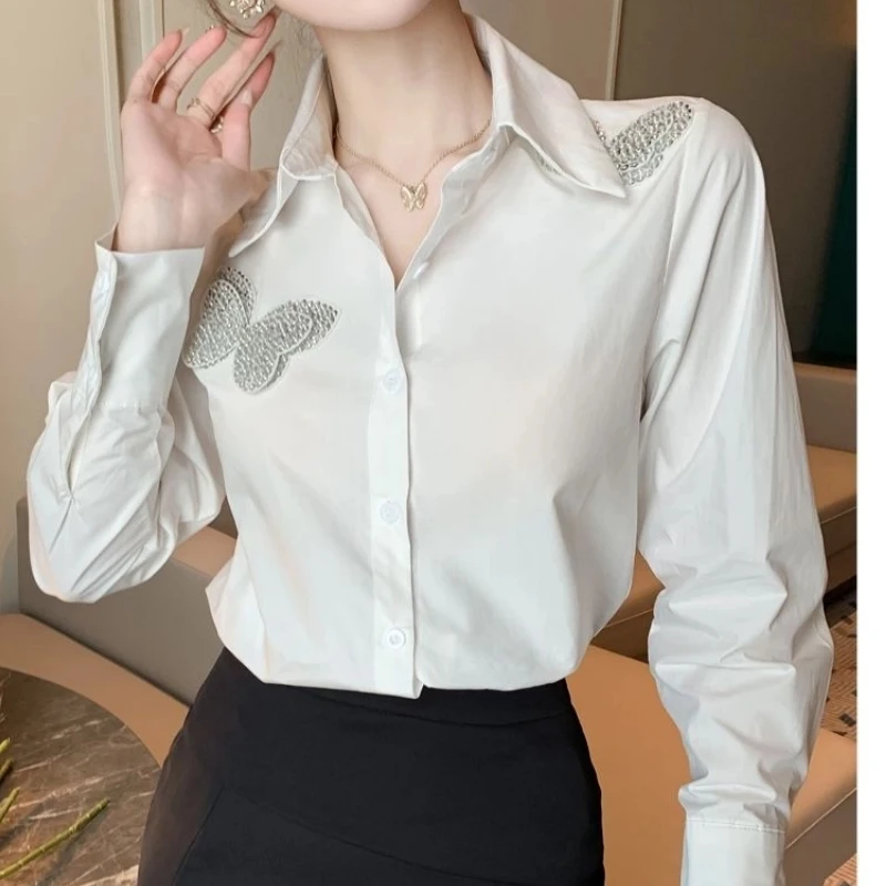 

Women Clothing Spring Autumn New Long Sleeve Bow All-match Elegant Blouse Polo Neck Solid Temperament Shirt Tops Fashion Korean