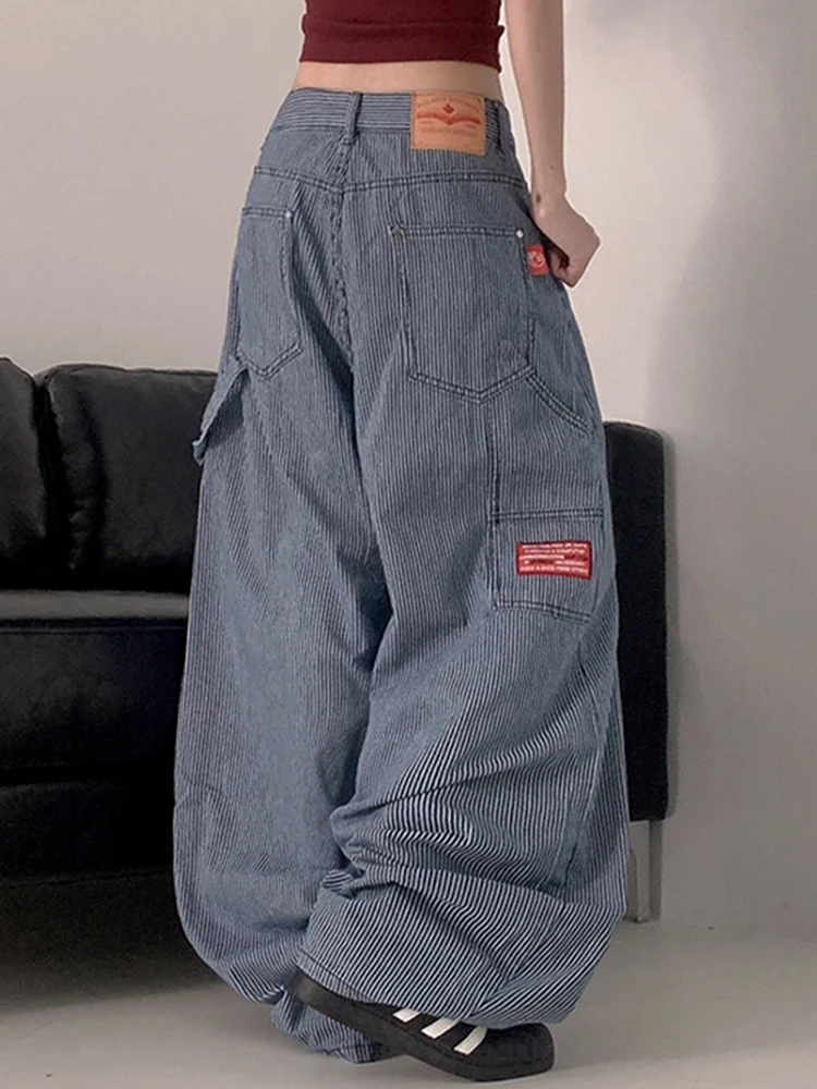 

High Waist Striped Straight Leg Pants Women's Summer New Sle Casual Long Trousers Individual Label Retro Personali