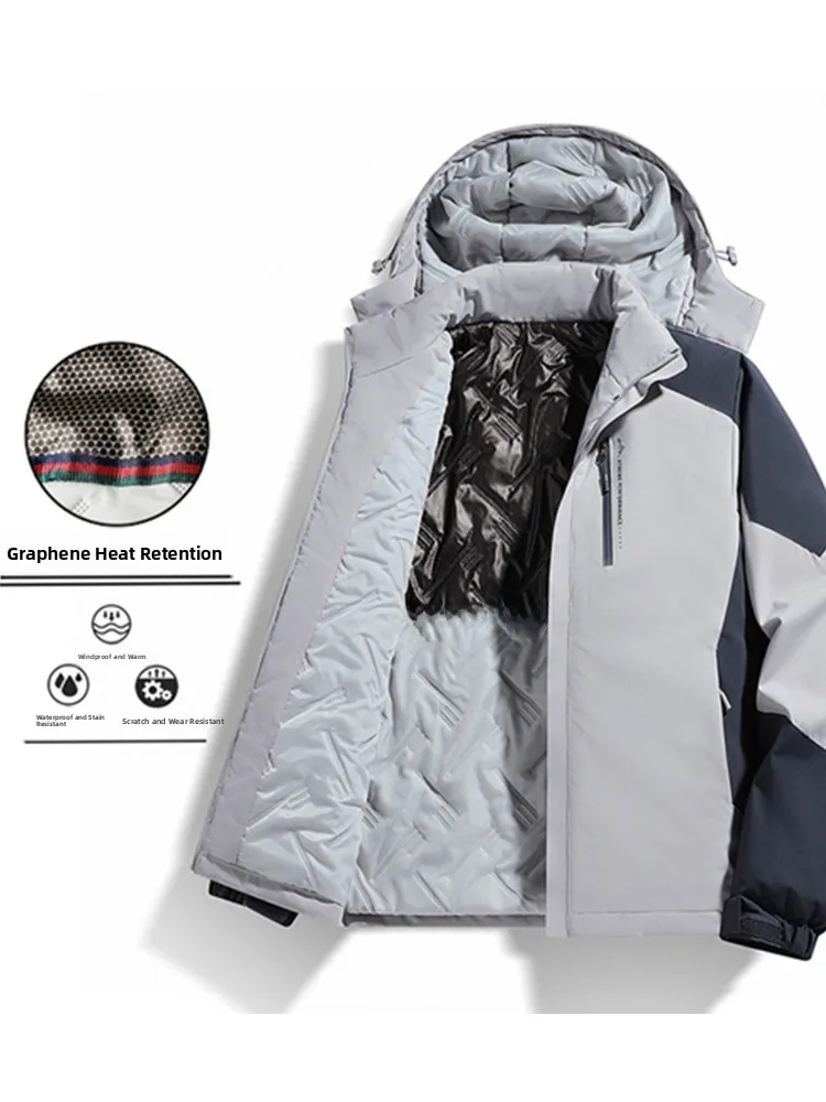 

Мужская утепленная ветрозащитная куртка из графенового хлопка для активного отдыха, стандартный крой, молодежная городская модная короткая куртка на молнии