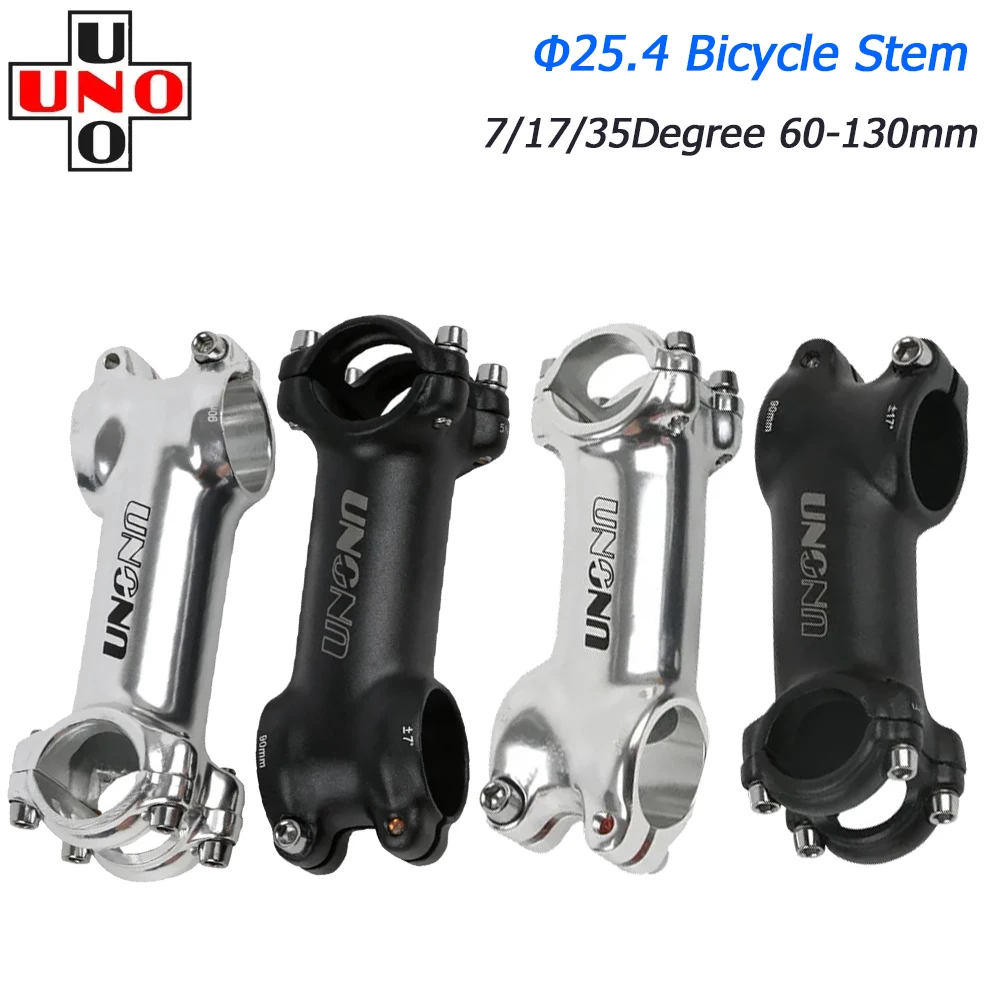 

UNO Ultralight 17/35 Degree Bike Stem 25.4mm 70-120mm Bicycle Handlebar Stem MTB Power Parts Mountain Road Black/silver Stem