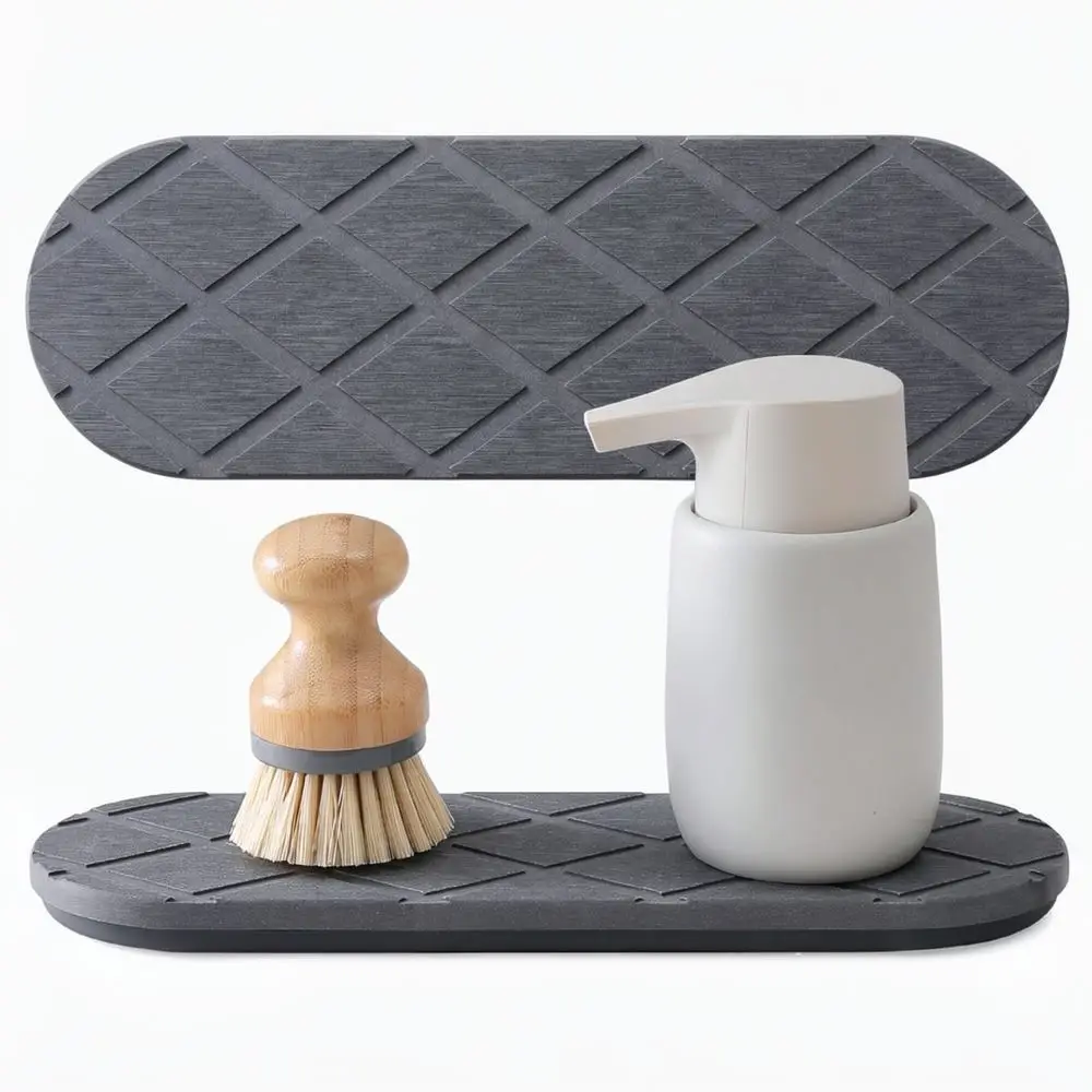 For For Pernuo Kitchen Sink Drying Mat Diatomite Silicone Splash Guard Bathroom Tabletop Organizer Fast Dry Water Absorbing Tray